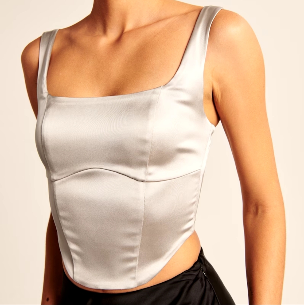 Abercrombie & Fitch Satin Corset Top XS Tan Bustier